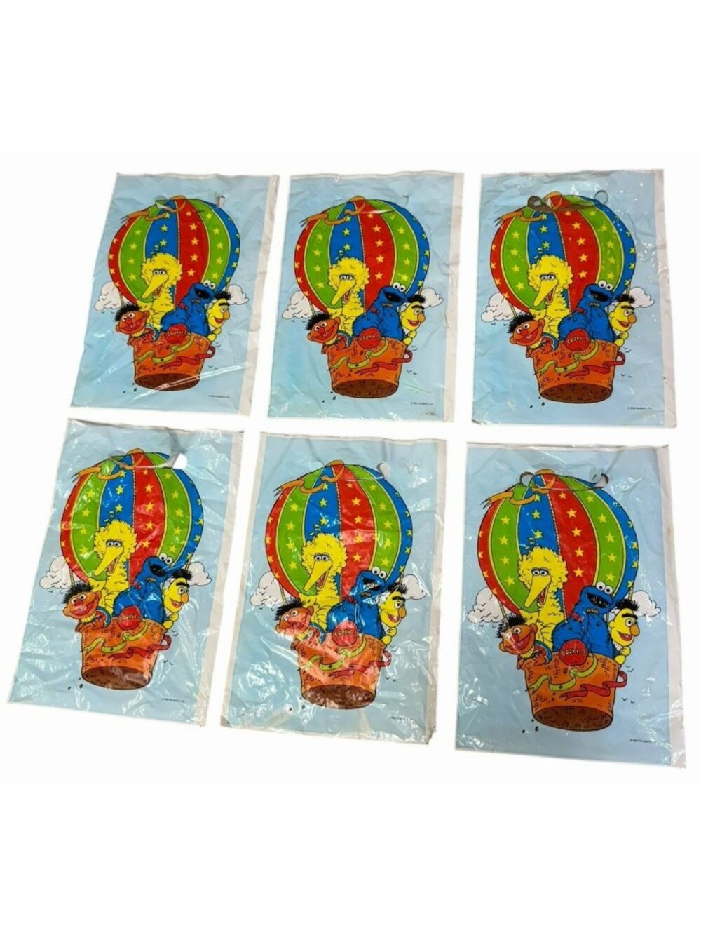 LOT 6 Vintage 1984 Sesame Street Party Treat Bags Muppets Hot Air Balloon 1980s